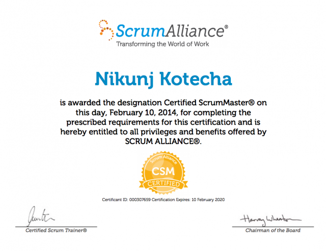 Certificate: Certified ScrumMaster®