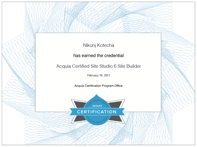 Acquia Certified Site Studio 6 Site Builder